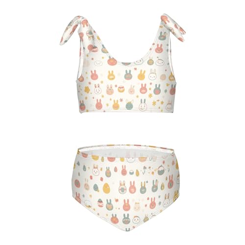 KLL Easter Eggs Pattern Holidays Girls' 2 Piece Bikini Sets Quick-Dry Bathing Suit Swimming Suits Adjustable Strap
