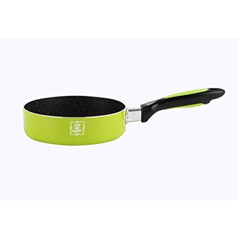 16CM Green Frying Pan Maifan Stone Frying Pan Nonstick Induction Cooker General Mini Small Omelette Pan Egg Dumpling Pan(size: length 6.3 inches × height 1.8 inches) Cover