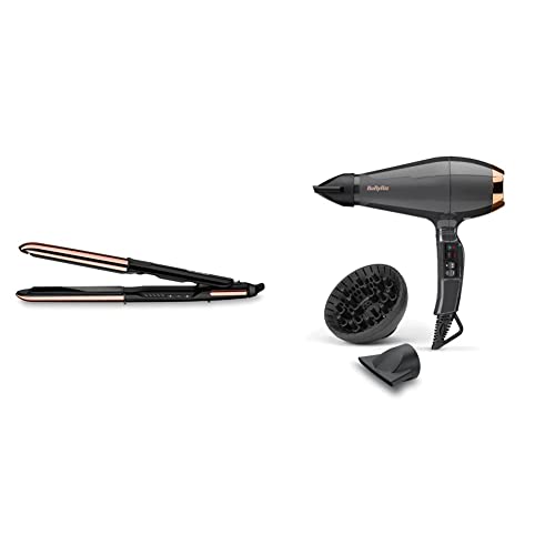 BaByliss ST482E Planchas Salon Brilliance 2 en 1 Alisa y Ondula - Planchas de pelo & BaByliss 6719DE Italian Air Pro Secador de Pelo Iónico, 2 Boquillas y Difusor, Aire Fr Gris Antracita, 2200W