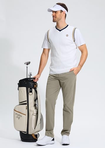 Image of Pudolla Men's Golf Pants Stretch Work Dress Comfy Pants 30 inch /32 inch /34 inch Lightweight Quick Dry Casual Slacks Trousers with Pockets