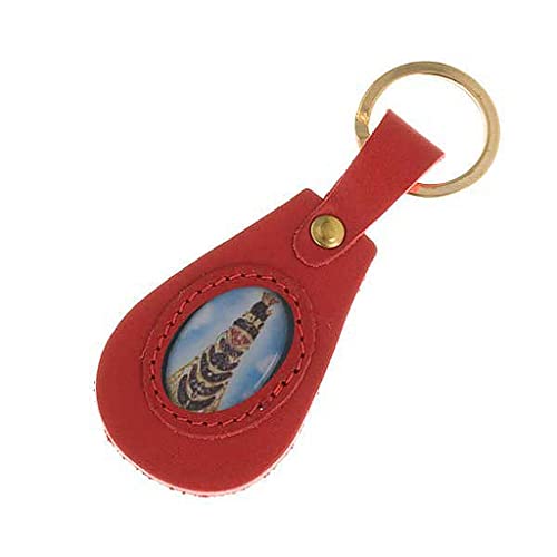 Holyart Our Lady of Loreto leather key ring, oval, Brown