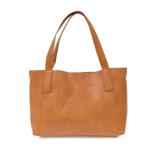 Image of Joy Susan Womens Vegan Leather Lottie Medium Tote with Removable Crossbody Bag - Cognac