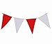 Produktbild Wimpelkette aus Stoff - 10 Meter 40 Wimpel, wetterfeste Wimpelgirlande für Partys oder als Garten-Deko, Beste Verarbeitung mit strapazierfähigster Nylonschnur (Rot-Weiß)