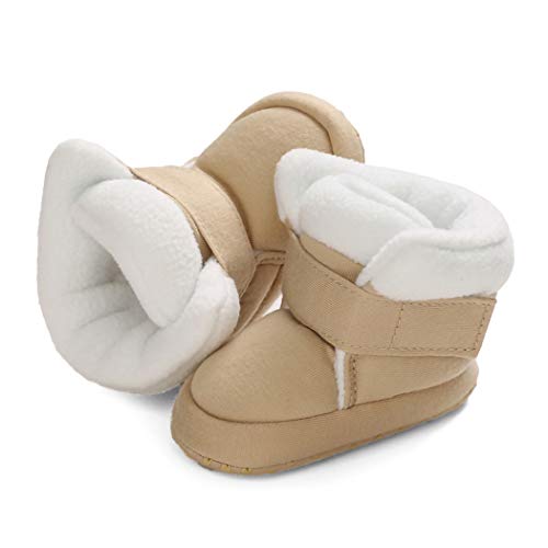 Infant Snow Boots for Girls Boys Soft Sole Anti-Slip Toddler Winter Warm Prewalker Newborn Outdoor Shoes 1018 Khaki 6-12 Months
