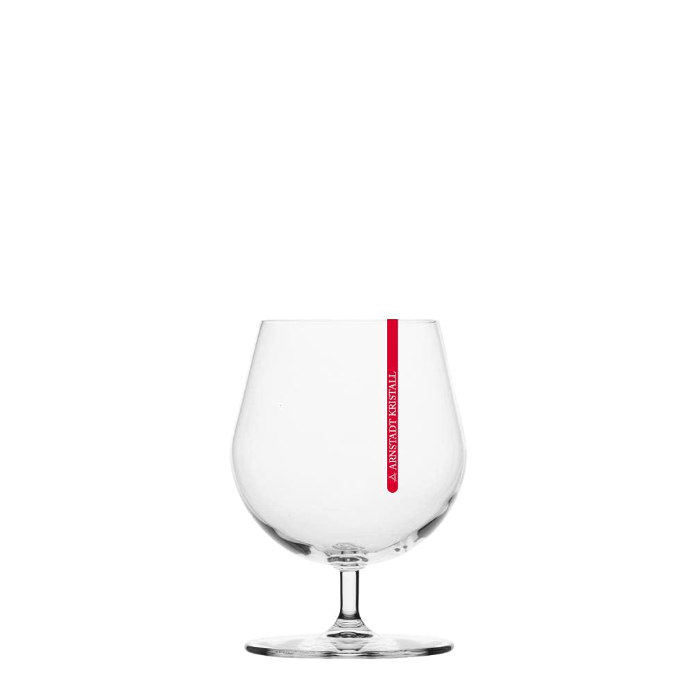 ARNSTADT KRISTALL Cognac Glas Redstripe Clear Kristallglas Mundgeblasen Handgeschliffen 235 ml 13,5 cm Handmade in Germany