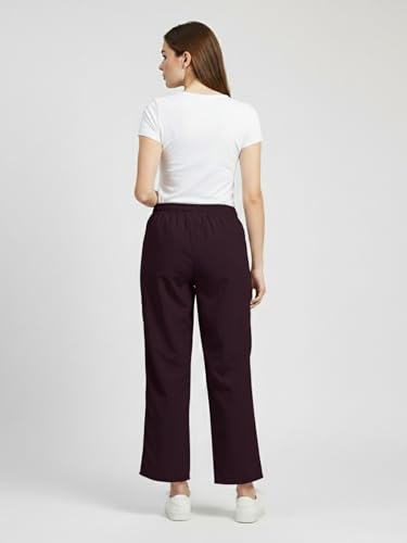 Image of ADDYVERO Women Cargo Wine Lose Fitting with Side Pockets Detailing High Waisted Casual Pant (Maroon, 30)