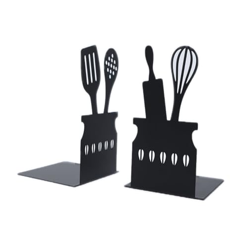 LdawyDE Book Ends, 2 Pieces Bookends for Shelves, Metal Book Stopper, Made of Metal, Sturdy and Durable, Not Easy to Deform, Suitable for Study, School, Office, Kitchen