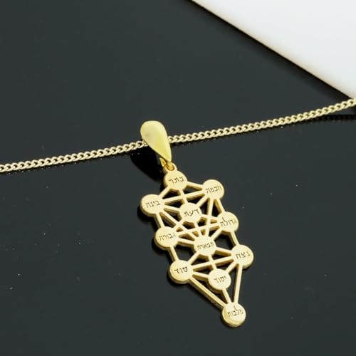 Gold Plated Kabbalah Tree of Life Necklace - Mystical Kabala Jewelry - Hebrew Spiritual Pendant - Jewish Culture Inspired Necklace for Women & Men4