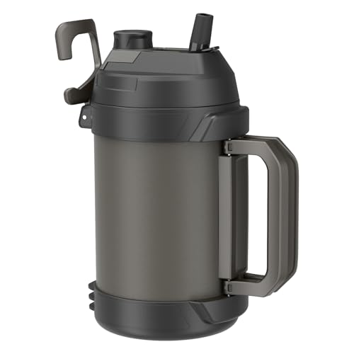 Image of Zukro 1 Gallon Water Jug, One Gallon Large Triple Wall Insulated Water Bottle With Straw and Spout, Keep Cold 48 Hours, No Sweat 128 oz Stainless Steel Sport Jug For Gym, Camping, Outdoors, Coal