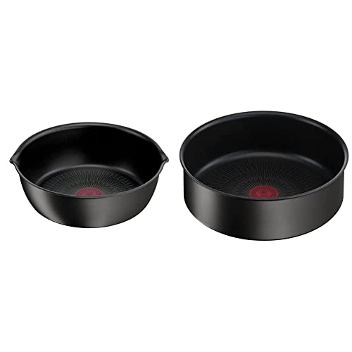 Tefal Ingenio Eco Resist Poêle profonde 26 cm, Empilable, Induction, Revêtement antiadhésif, Indicateur de démarrage de cuisson & Ingenio Eco Resist Sauteuse 24 cm,...