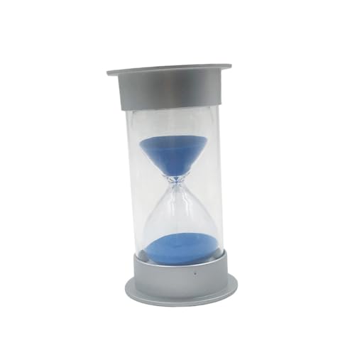 Cabilock Silver Lid Blue Sand Hourglass Timer for Adults Visual Countdown Sandglass for Cooking Games and Home Office Decor Gift for Birthday and Holidays