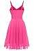 Ellames Women's 2025 Summer Dress Spaghetti Strap Cocktail Swing Beach Dresses V Neck Sundress Fuchsia Small