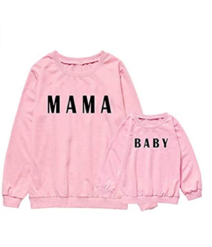Sudadera de manga larga para madre e hija, con diseño de corazón y texto en inglés hija rosa 12 meses