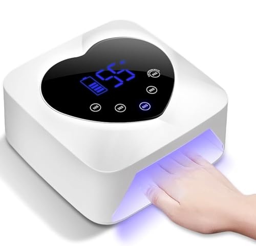 Nailshow UV LED Nail Lamp,72W Rechargeable Cordless UV Light Dryer,Professional Fast Gel Curing Lamp for Acrylic Manicure 5 Timer Settings Auto Sensor Nail Machine Art Tools at Home/Salon(White)