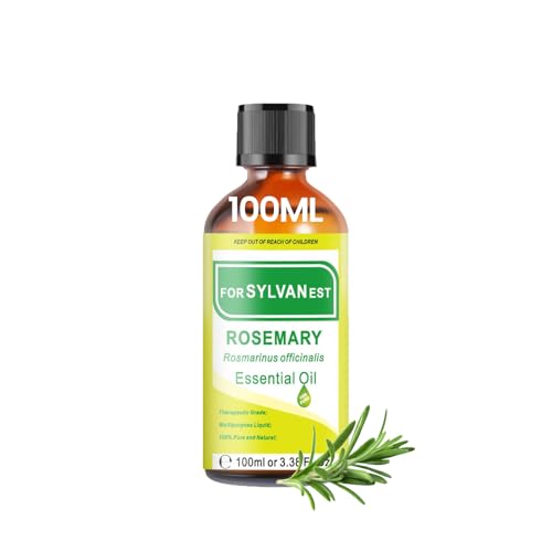 FORSYLVANEST Aceite Esencial de Romero 100ML 100% Natural Aceite No Diluido para Aromaterapia, Masaje, SPA, Cuidado de la Piel, Cabello y Uñas, Baños, DIY (Romero)