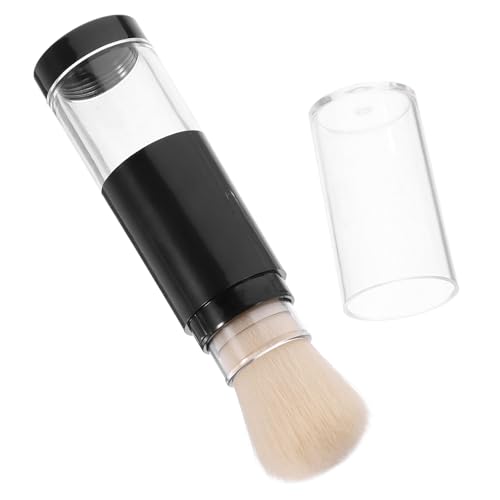 ULTECHNOVO Brocha para Polvos Recargable Fibra Sintética Color Beige, Pincel Compacto para Base y Rubor, Herramienta Portátil para Maquillaje Facial, Uso Polvos Sueltos y Compactos