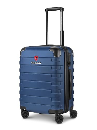 Tonino Lamborghini Check-in Maleta para hombre y mujer | Gran L Trolley 47 x 32 x 72 cm de material ABS de alta calidad resistente a los golpes | Extensible y mango telescópico | Serie Milano, azul