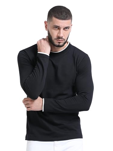 Image of fanideaz Mens Popcorn Textured Cotton Full Sleeve Round Neck T Shirt for Men Soft and Breathable Fabric Trendy Look Regular Fit Ideal for Daily Casual Wear