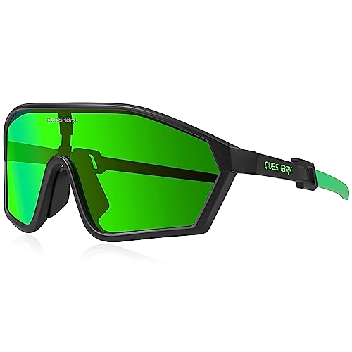 Queshark Gafas de Ciclismo Polarizadas para Hombre - Gafas Deportivas con Protección UV400 y Montura TR90 Ligera para Bicicleta, Deportes al Aire Libre y más