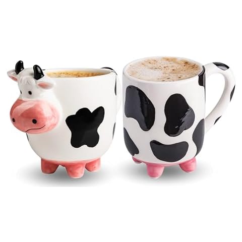 SWEETLO 2 pcs Cow Coffee Mug Cow Stuff 15oz Cover