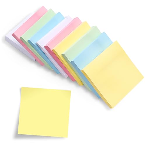 Mritrit 10 Blocs Notas Adhesivas 76x76 mm Super Sticky Notas Coloridas Sticky Notes, 100 Hojas/Bloc, Notas Adhesivas para Listas de Tareas y Recordatorios, para Escuela, Hogar, Oficina