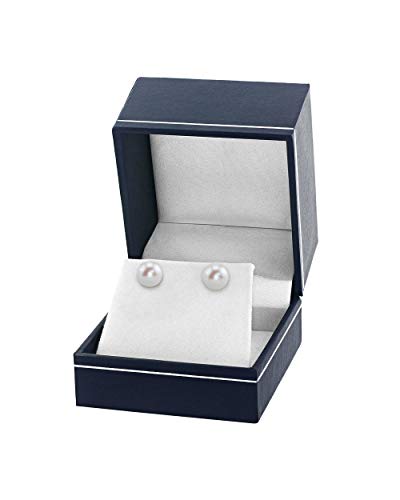 THE PEARL SOURCE 14K Gold 8-9mm Button White Freshwater Cultured Pearl Stud Earrings for Women
