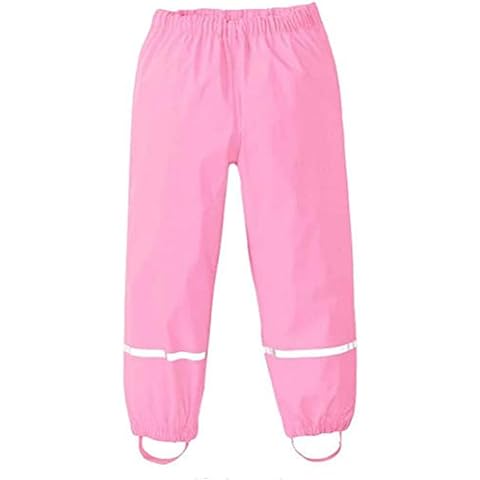 Eeneme Kids Rain Trousers, Unisex Rain Over Trousers, Windproof Waterproof Trousers for Children Boys Girls Outdoor Play Rainwear Pink Cover
