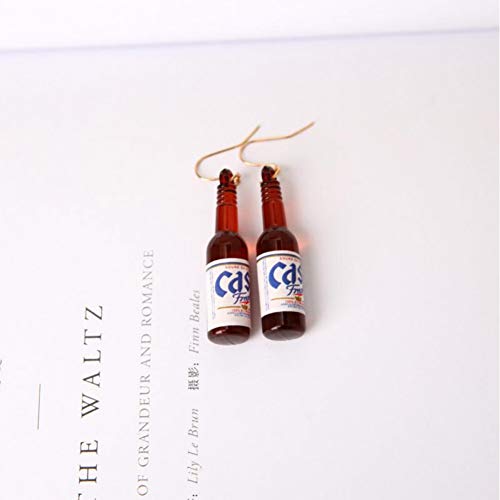 WOVP Pendientes Personalidad Simple Moda Botella De Cerveza Pendientes Creativos Pendientes De Diseño Pendientes para Mujeres