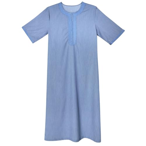 Albornoz de tiempo libre para hombre estilo túnica holgada con cuello de pico suave 2