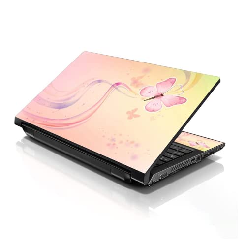 Image of LSS Laptop 15 15.6 Skin Cover with Colorful Pink Butterfly Pattern for HP Dell Lenovo Apple Asus Acer Compaq - Fits 13.3 inch 14 inch 15.6 inch 16 inch (2 Wrist Pads Free)