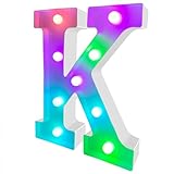 ENSHUI Colorful Light Up Letters Marquee Letter Lights, LED Letters with Lights, Battery Powered Auto Color Changing Lighted Letter Signs for Party, Birthday, Table, Wall Decoration, Christmas Gift K