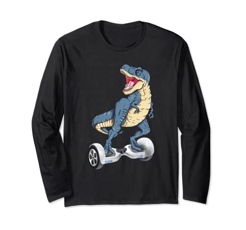 Divertente dinosauro T Rex equitazione Hoverboard Skateboard elettrico Maglia a Manica