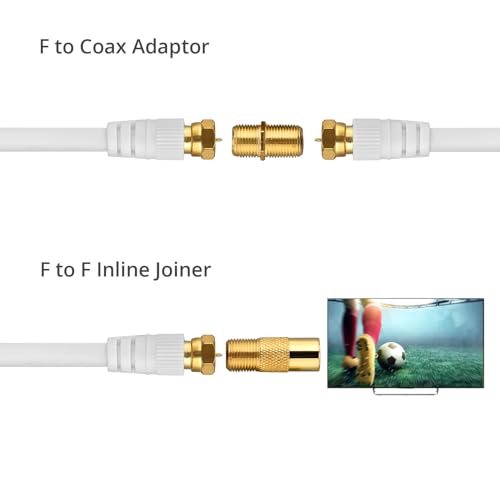 Justech 2-fach Sat-Verteiler für TV und Radio mit F-Stecker und Kabel