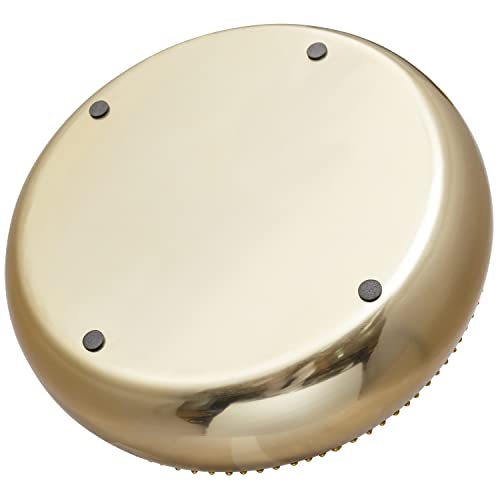 Mygift 11-Inch Shiny Brass Toned Metal Round Planter Bowl With Pebbled Rim, Shallow Bowl Succulent Pot - Handcrafted In India #TOP6