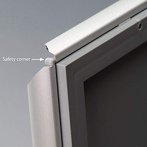M&T Displays Opti Snap Poster Frame With Support Leg 8.5X11 Inch Silver 1" Aluminum Profile Front Loading Photo Picture Document Certificate Sign Holder Mitered Corner Anti Glare Cover #TOP2