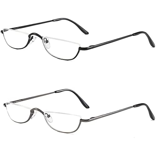 Half Reading Glasses 2 Pairs Metal Frame 2.00