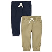 The Children's Place,Baby-Boys,and Toddler Stretch Pull on Jogger Pants,Flax/Tidal 2-Pack,18 Months,24 Months
