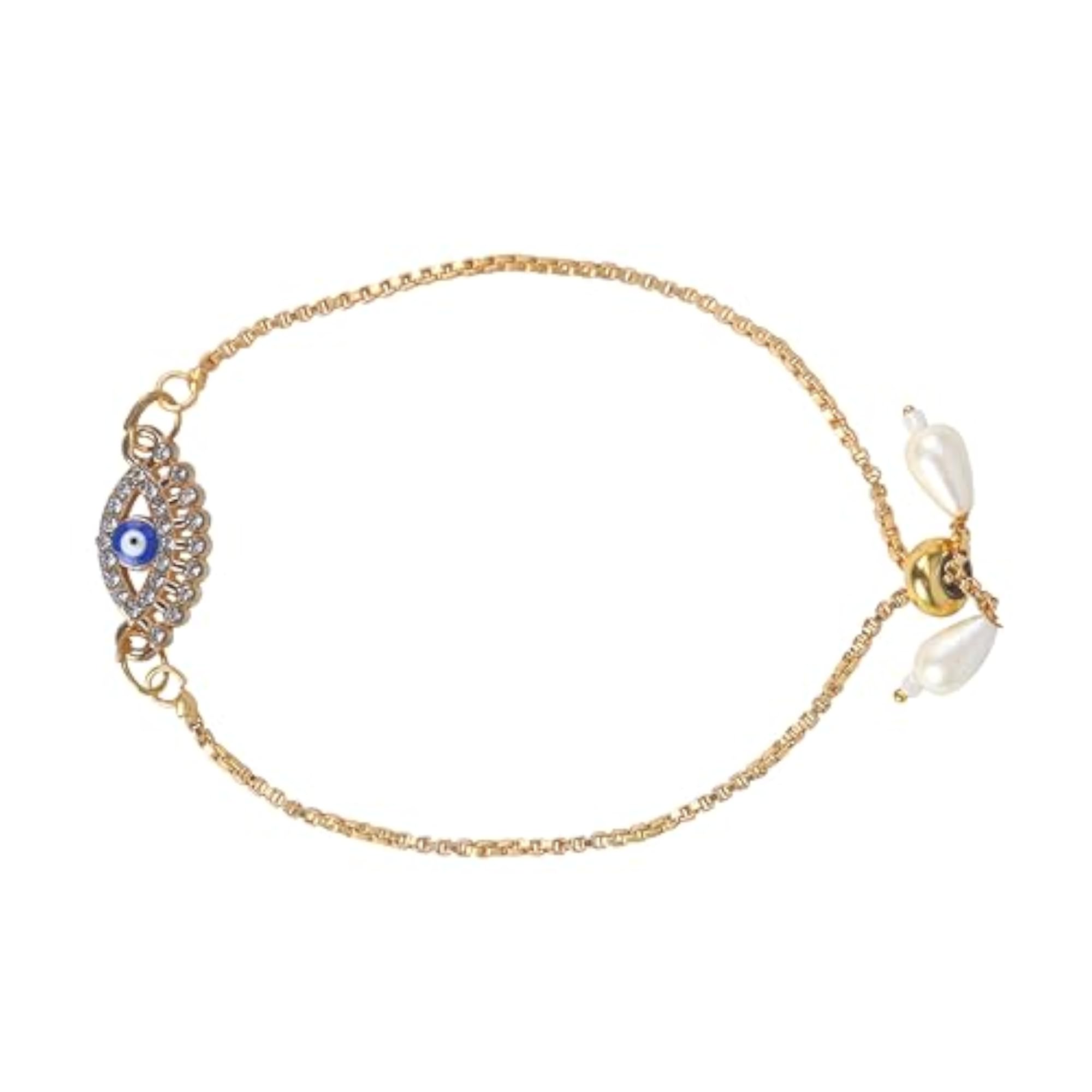 Evil Eye Rakhi and Bracelet Set with Crystal Stones