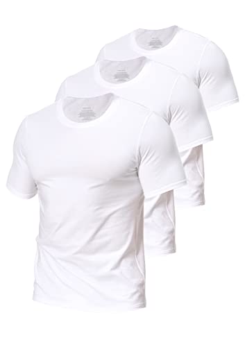 Comfneat Men's 3-Pack Stretchy Undershirts Crew Neck Long Back Hem T-Shirts