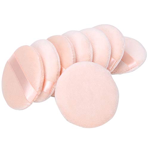 Senkary 8 Pack Soft Makeup Powder Puffs 3.35 Inch for Compacts, Loose Powder, Face Powder (Beige)
