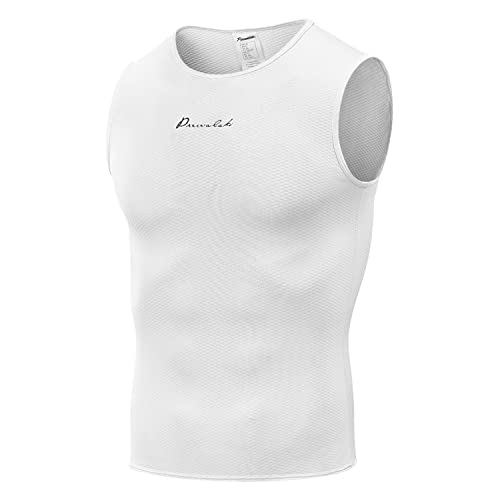 Przewalski Men’s Sleeveless Cycling Undershirt Quick Dry Bike Base Layer Vests Breathable Tops Bicycle Clothing (1Pack: White, Large) #TOP6