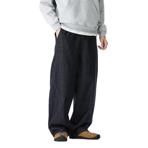 Men's Pants Denim Wide Leg Jeans Straight Loose Trouser for Man