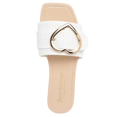 Image of Juicy Couture Women's Slide Sandals - Glitter Bling Open Toe Sparkle Flats - Dressy Summer Casual Footwear