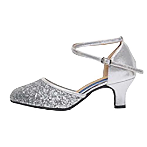 Zapatos de ballet para mujer, calcetines largos de baile para mujer, color liso, informales, planos, suaves, para mujer, zapatos de interior para mujer, talla 5, Silver, 39.5/36 EU