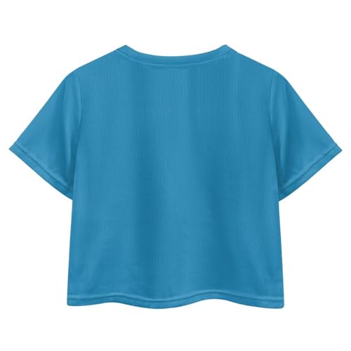 Image of Cute Crop Tops for Girls Short Sleeve Summer T Shirts Fashion Graphic Tees Crew Neck Pullover Tee 5-14 Years