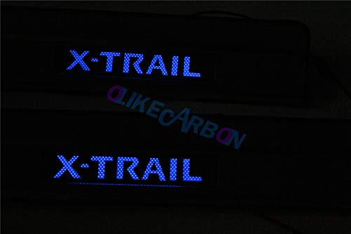 Olike For Nissan X-Trail 2014-2018 Car Led Door Sill Scuff Plate Entry Guard Door Sill Protector Trim #TOP4