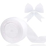 Hiswan 1.5 inch Sheer Organza Ribbon White Chiffon Ribbon for Gift Wrapping Wedding Bouquet Crafts 5