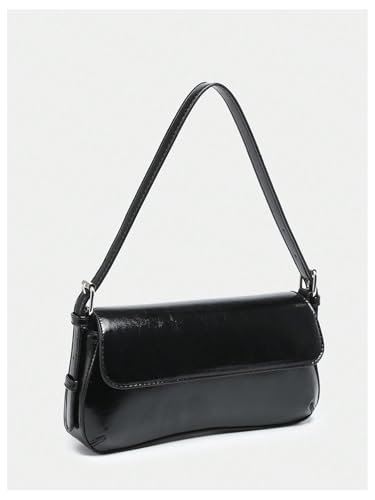 Image of Verdusa Women's Y2K Trendy Purse Boho Bags Faux Oiled Leather Tote Handbag Flap Underarm Shoulder Bag