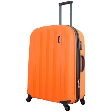 LuggageX Set of 2 Hard Side Flexible Spinner Suitcases with Combination Lock Extra Large 77 cm (126.7 litres) + Medium 66 cm (78.7 litres) 5 Year Warranty (Orange) Cover