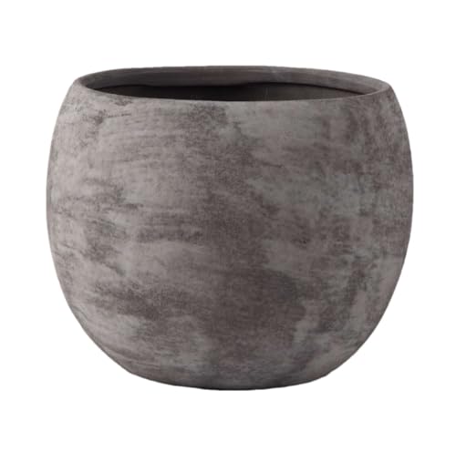 Olly & Rose Maceta de Plantas Gris Carbón Negro 25cm Grande con Acabado Lavado Texturizado para Exteriores e Interiores, Macetero para Flores y Plantas